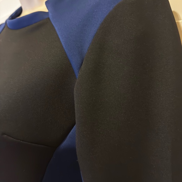 ETC Women Colorblock Bodycon Dress Size S Long Sleeve Black & Blue - Picture 4 of 14